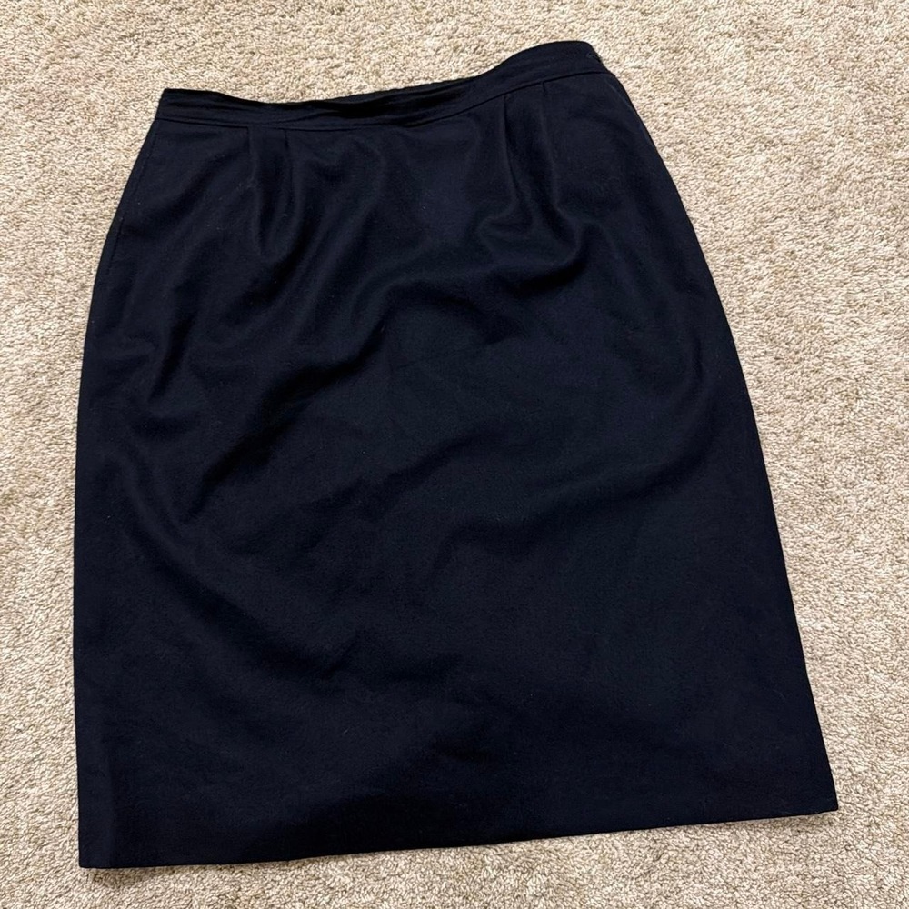 80s Vintage Pendleton Pure Virgin Wool Pencil Skirt | Navy Blue | Size 14